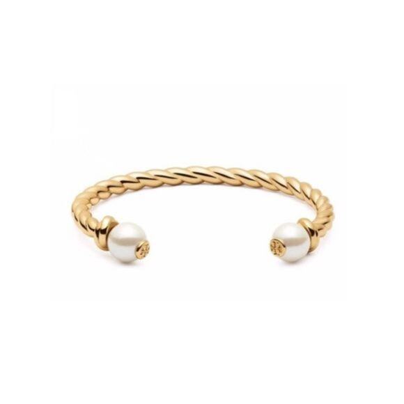 NWT Tory Burch Gold Rope Peal Cuff Bracelet - Picture 1 of 5